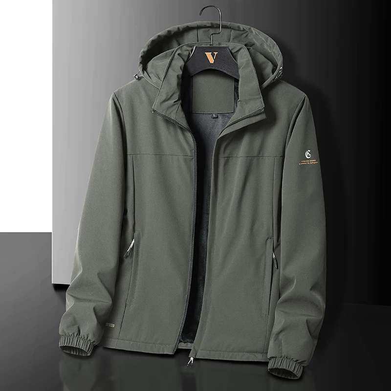 

Outdoor Thermal Jacket Men Cycling to and from Get Off Work Trench Coats Walking Hiking Plus Size Fleece Windbreaker