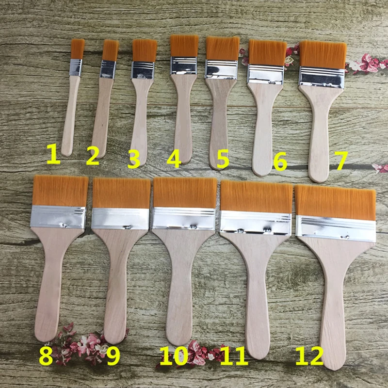 Nylon Paint Brush Different Size Wooden Handle Watercolor Brushes For Acrylic Oil Painting School Art Supplies Painting Brush paint brushes