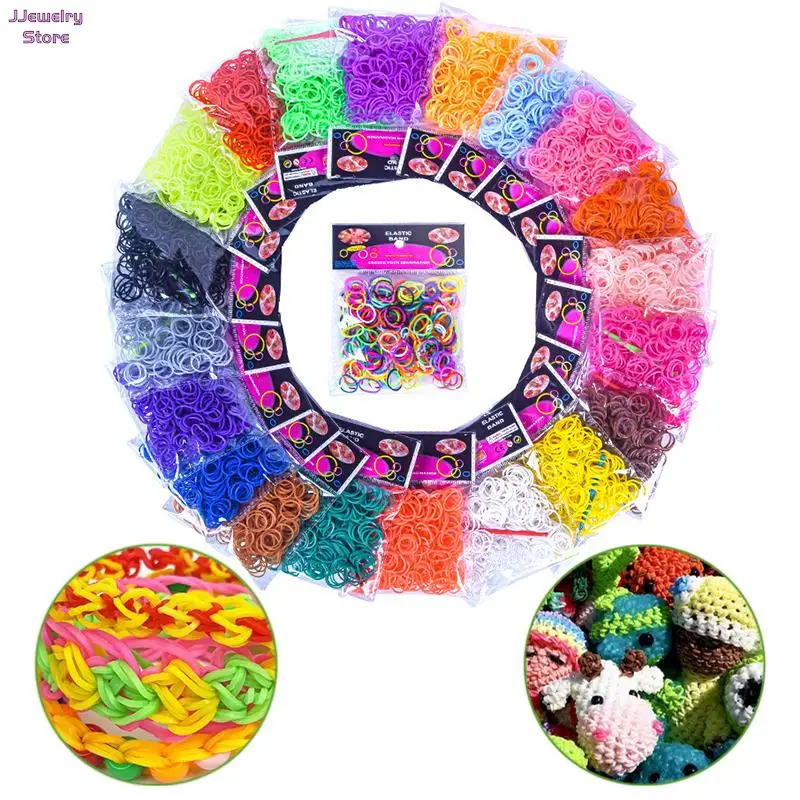 

300Pcs Bracelets Making Supplies DIY Rubber Bands Wrist Necklaces For Girls Party Supplies Toys Colored Rubber Band Party