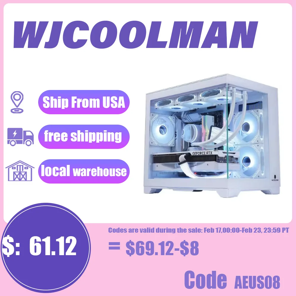 WJCOl'hyMAN-&Eacute;tui en verre transparent Lone Kokor, version Guardian am&eacute;lior&eacute;e, 2 c&ocirc;t&eacute;s, support ATX, conception &agrave; haut d&eacute;bit d'ai