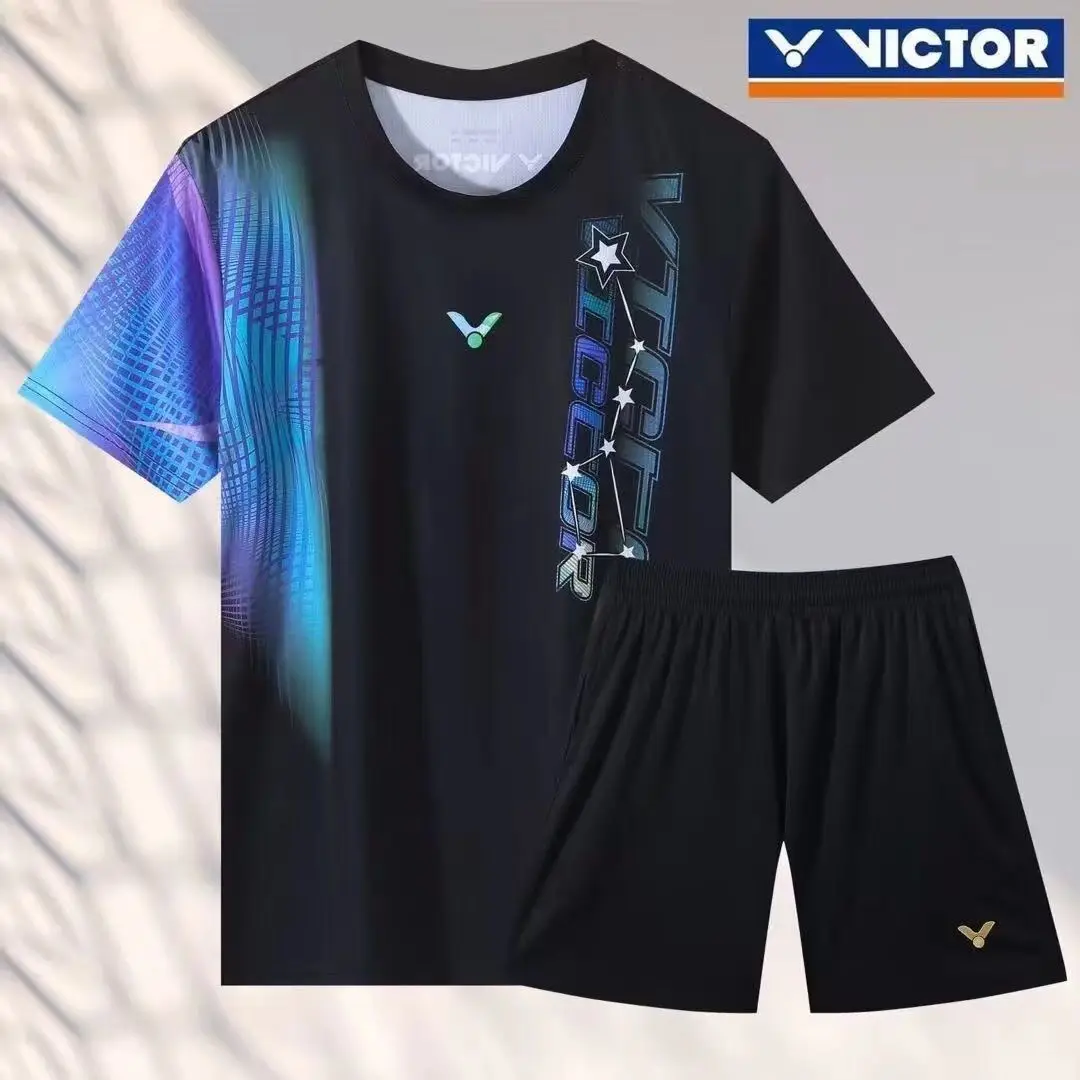 Victor Badminton Competition Training Summer Sports Short Sleeves Quick-Drying Breathable Men's Women's Badminton Uniforms