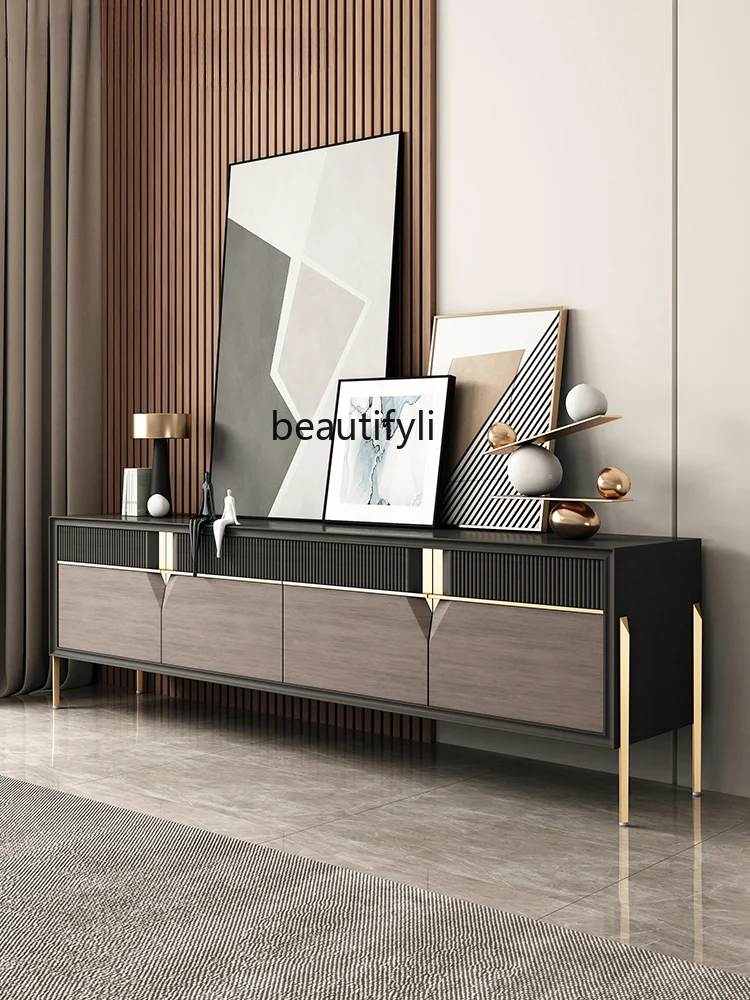 

Light Luxury TV Cabinet and Tea Table Combination Villa Model House Coffee Table Living Room Entrance Cabinet Floor Cabinet