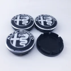 10pcs 56mm Black Wheel Hub Caps with Logo Cover Decoration - 10pcs 56mm black cap (Black white)