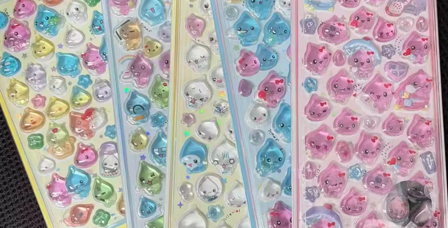 오리지널이 아닌 작은 물방울 3D 크리스탈 스티커 귀여운 반짝이는 파우더 레인드롭 크리스탈 드롭 글루 DIY 장식 스티커