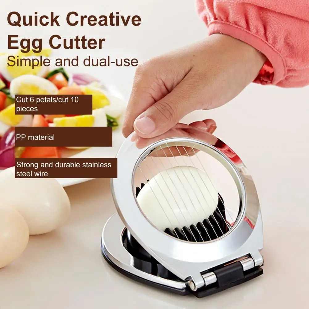 Egg Cutter Egg Slicer 2 Modes High Hardness Rust-proof Uniform Thickness Ergonomic Handle 2 in 1 Egg Cutter Kitchen Gadget