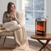 Electric Fireplace Heater for Indoor Use w/Remote & Timer, 1500W Portable Fake Fireplace with 7 Flame Color 2