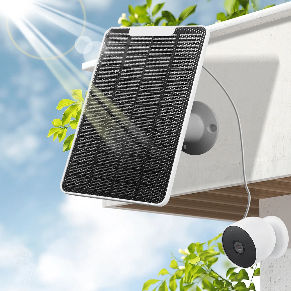 Paneles solares Micro con estante y destornillador, montaje en pared, 4W, 5V, rotación de 360 ° para cámara Google Nest, exterior e interior