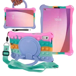 Kids Protective Bubble Silicone Tablet Cover with Stand & Shoulder Strap, Compatible with 9-Inch Tablets for M9 TB-310FU (Colorful pink)