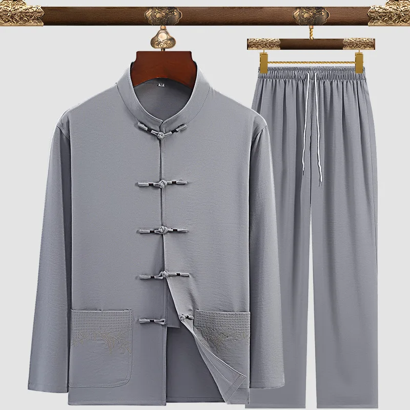 Mandarin Collar Casual Tang Clothing Embroidered Hanfu Kung Tang Suit Chinese Men's Suit chinese traditional costume