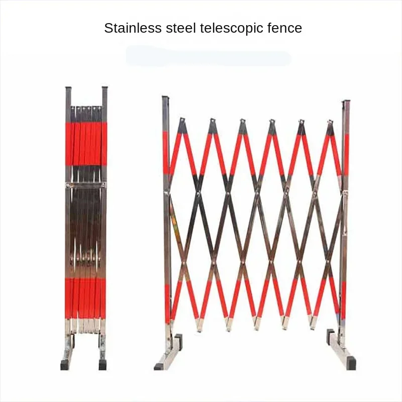 Stainless Steel Telescopic Fence Mobile Guardrail Construction Enclosure School Safety Folding Fence External 1.2x2.5cm.