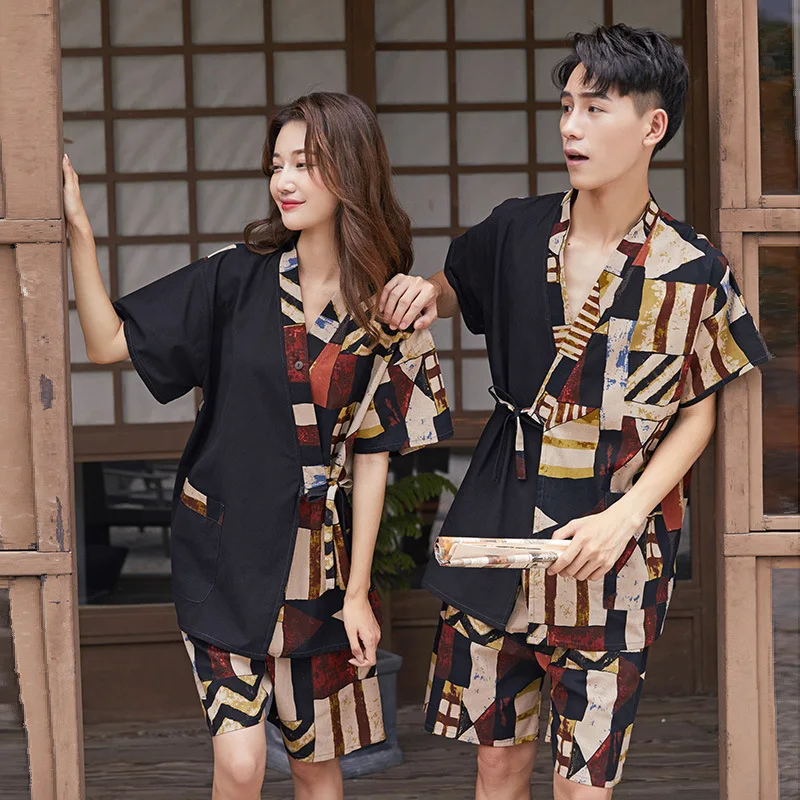 

Japanese Kimono Pajamas Suit Lover Couples Cotton Steaming Men Women Home Clothes Summer Linen Yukata Sauna Cardigan Sleepwear