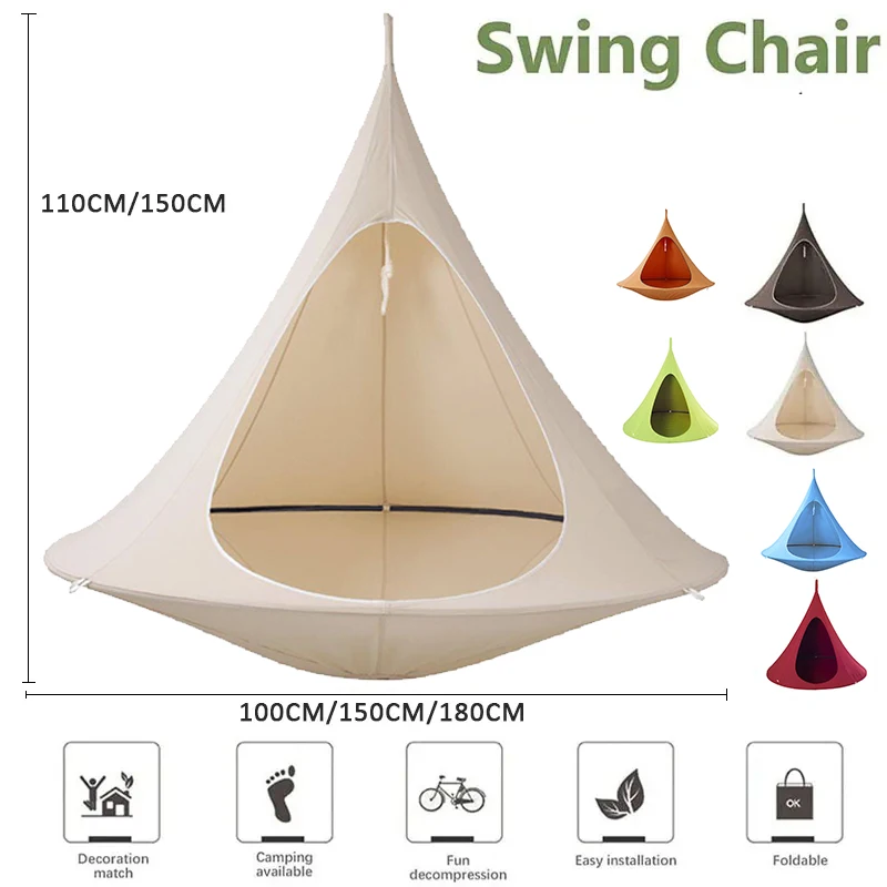 Outdoor travel camping hanging tree hammock indoor children's play swing hanging chair waterproof tent durable hanging tent 5