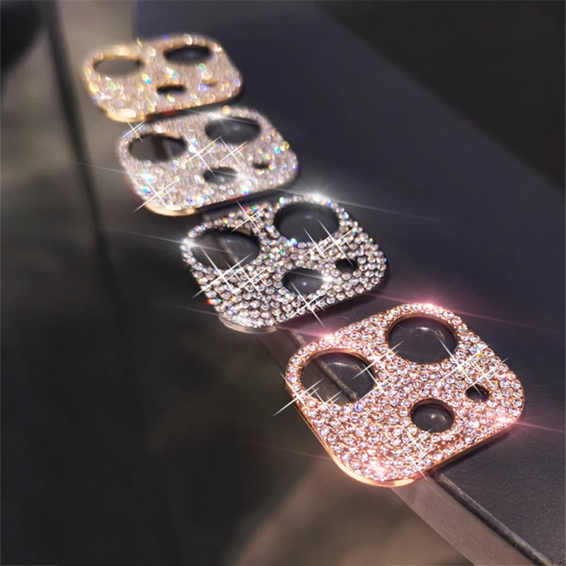 Shiny Bling Diamond Camera Lens Protector Case For iPhone 13 12 Mini 11 14 Pro Max Rhinestone Glitter Metal Screen Protect Film_voghion.com