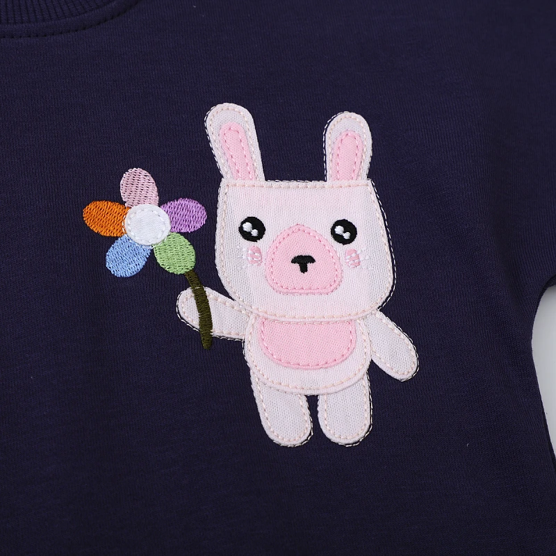 2025 Autumn Spring Baby Girls Kids Clothes Children's Clothing Embroidery Cartoon Rabbits Flowers Sweatshirts
