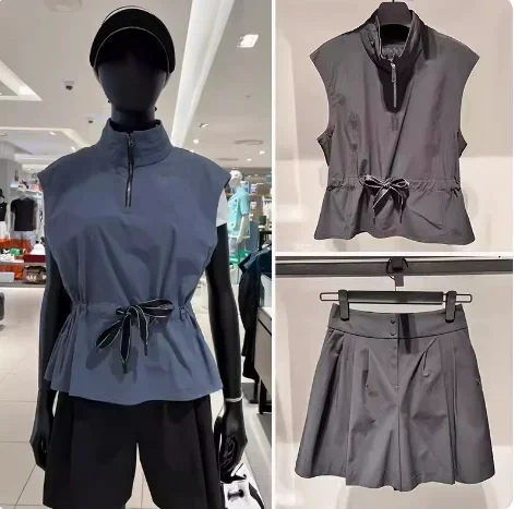

Golf New Women's Zipper Stand up Neck Sports Trend Fashion Sleeveless Top Versatile Slim Fit