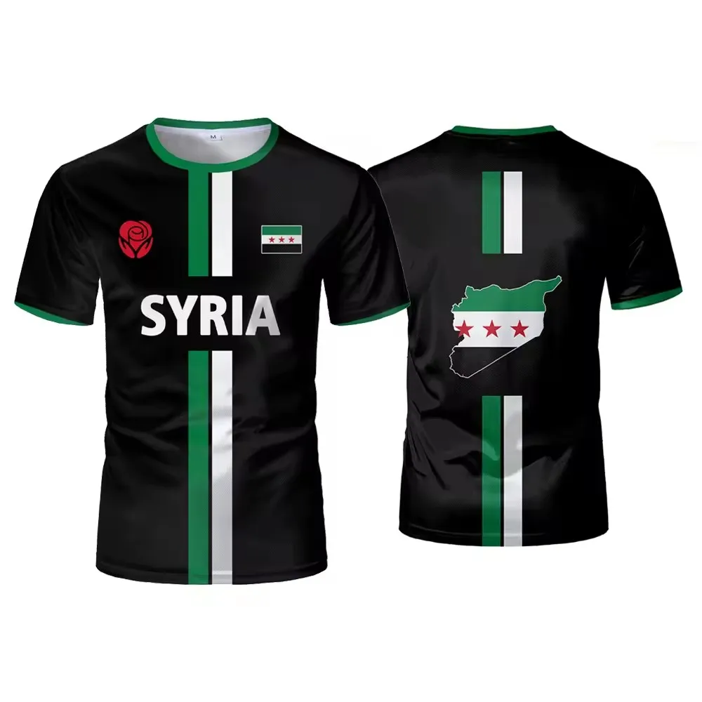 New Syria Football Jersey Men's Sports T-shirts Syrian Flag Street Oversized Tops Unisex Casual Graphic T-shirts Mens Gifts 3