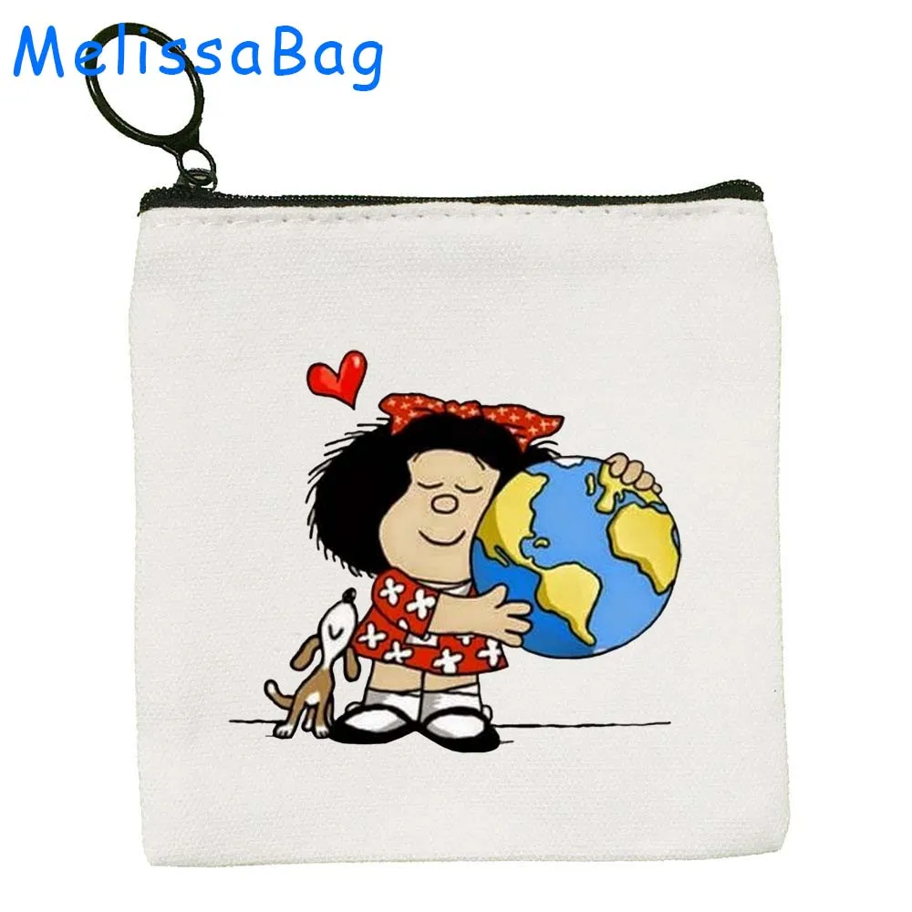 Funny Quotes Mafalda Comics Canvas Coin Purse Key Case Bags