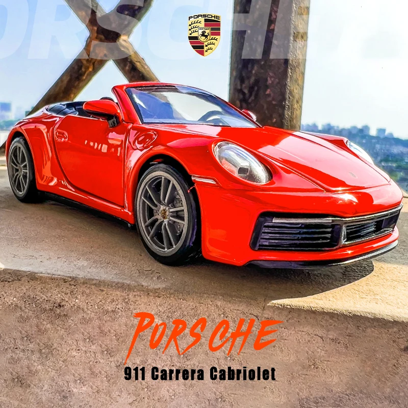 

Модель автомобиля MSZ 1:32 со звуком и светом, модель автомобиля Porsche 911 Carrera кабриолета, литый под давлением металлический автомобиль, коллекци...