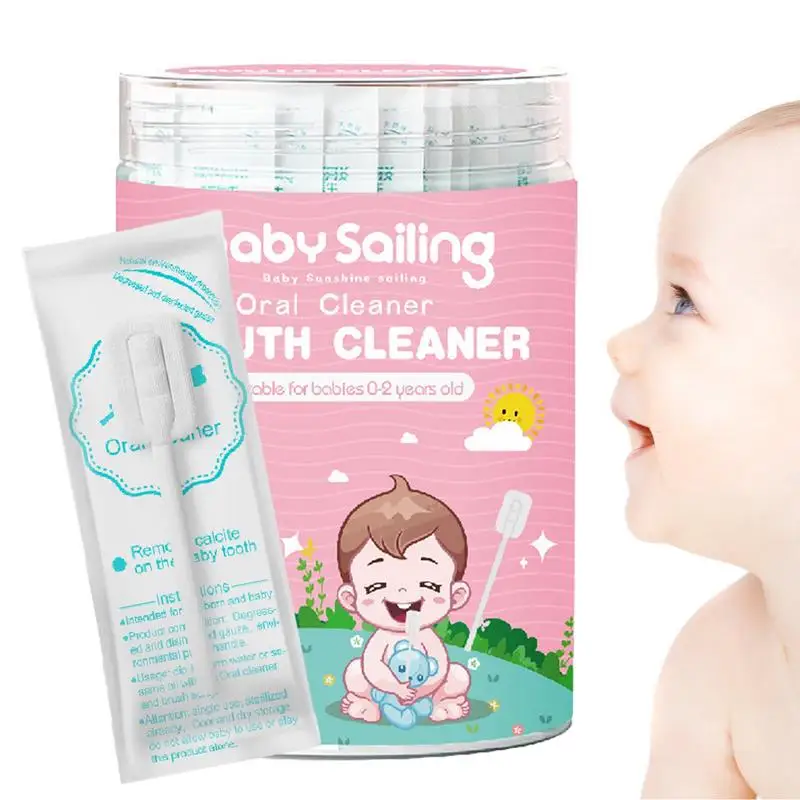 Baby Gauze Tongue Cleaner 30pcs One-Time Baby Toothbrush Portable Oral Tongue Gauze Gum Cleaner Flexible Toothbrush baby toothbrush baby teeth cleaning tool