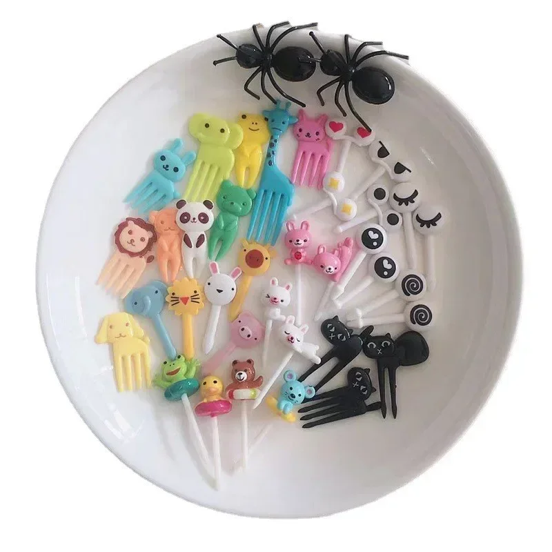 Animal Fruit Fork Food Grade Plastic Mini Cartoon Kids Cake Fruit Toothpick 6/10 Pcs Party Decor