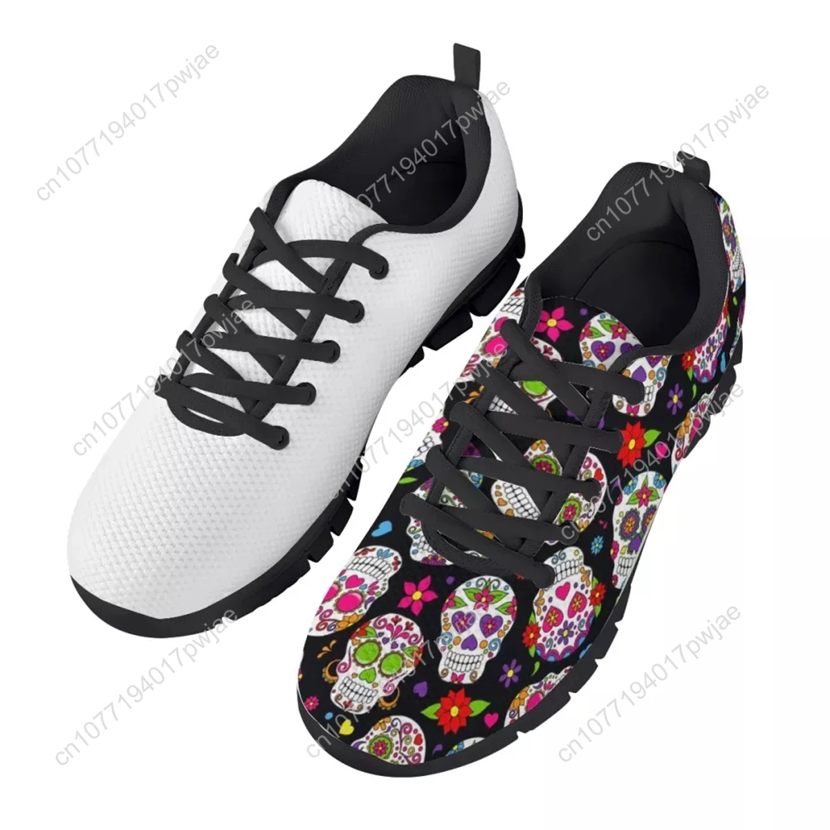 Autism Awareness Pattern Women Breathable Sneaker Shoes Comfortable Lacing Flat Shoes Summer AF Mesh Walking Shoe
