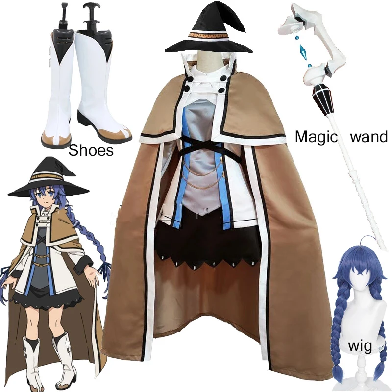 

Anime Mushoku Tensei Jobless Reincarnation Roxy Migurdia Cosplay Costume Hat Cloak Dresses Wig Shoes Props For Women Halloween