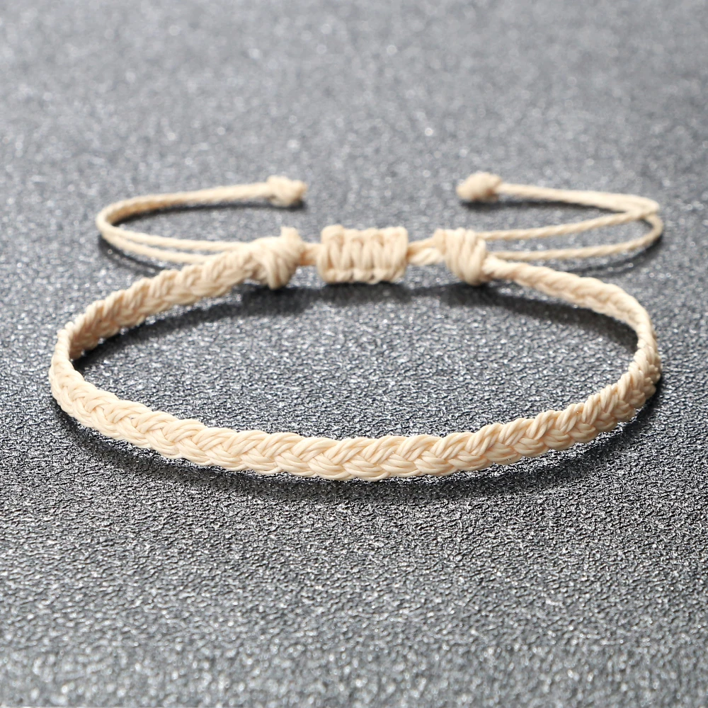 ClassicHandmadeBraidedBraceletsforWomenMenPureColorWaxed
