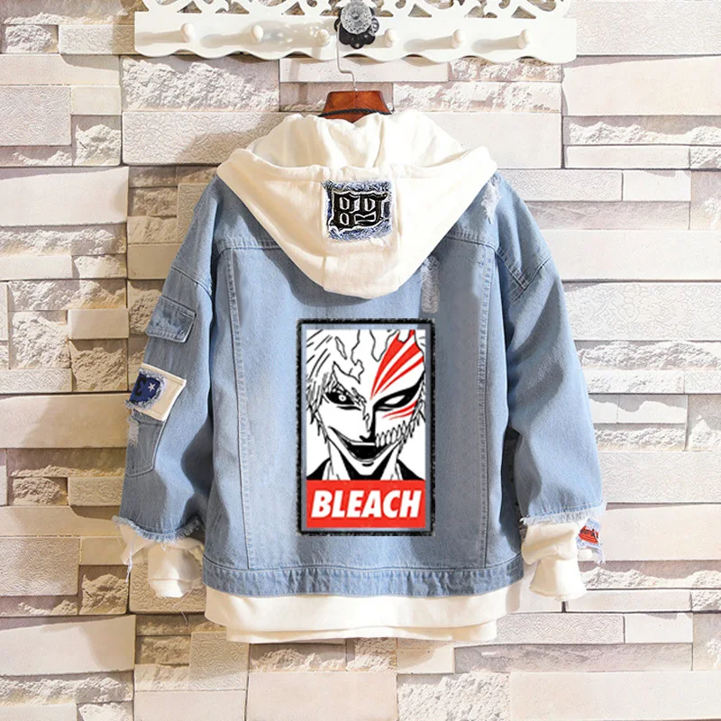 

Куртка из 2 предметов с принтом аниме отбеливатель Повседневная джинсовая куртка для косплея Осенняя толстовка с капюшоном верхняя одежда унисекс пальто