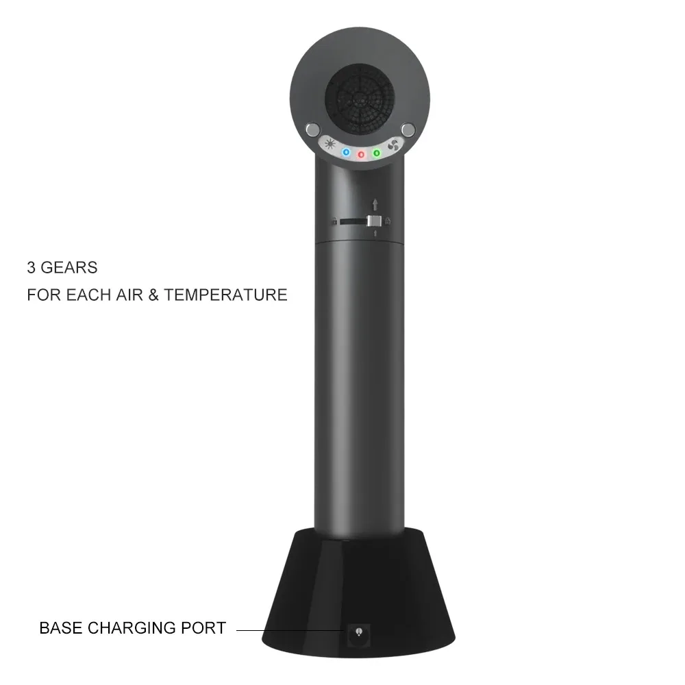 Description Picture 6 of itemPortable Wireless Hair Dryer Hot/Cold Wind Air Adjustment Rechargeable Battery LED Display Pet Students Baby Office Worker Use