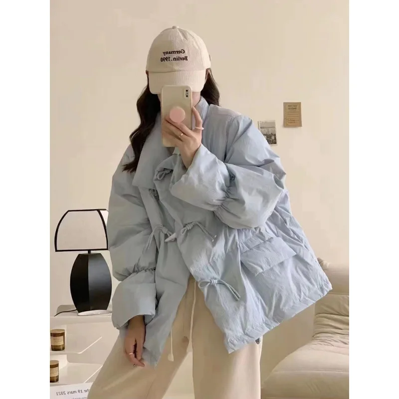 

Warm winterfashionableKorean down cotton-padded women's short 2023 Korean version of loose horn buckle cotton-padded bread coat