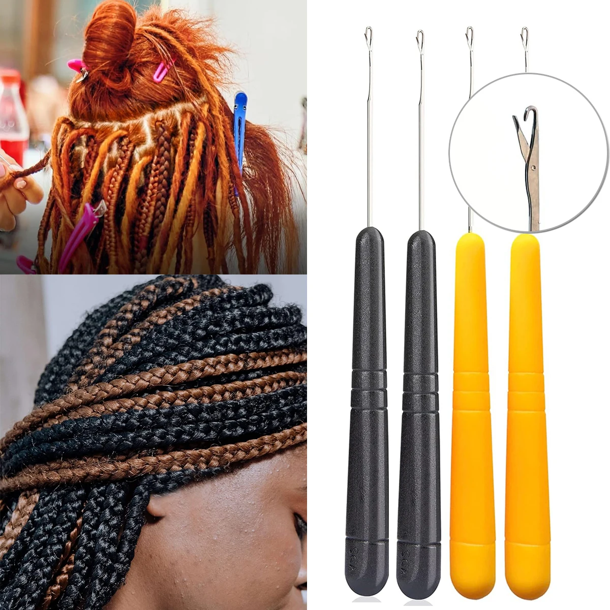 Crochet Hooks Hair Extensions Tool 1Pc Plastic Latch Hook Hair Crochet Hook Bent Latch Crochet Needle For Hair Extension