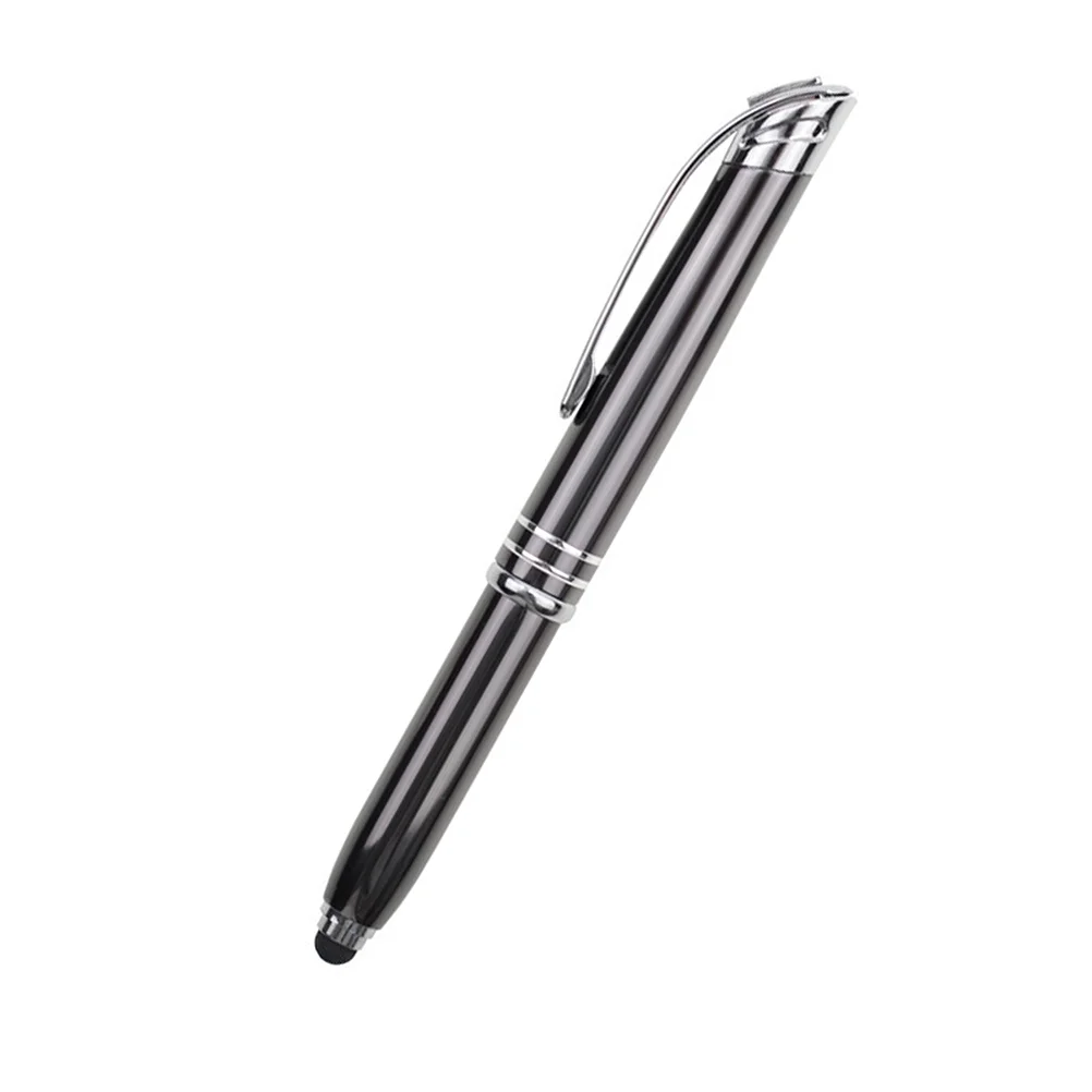 2pcs Creative LED Ballpoint Pen Prcatical Metal Writting Pen Glowing Office School Stationery Supplies (Black)