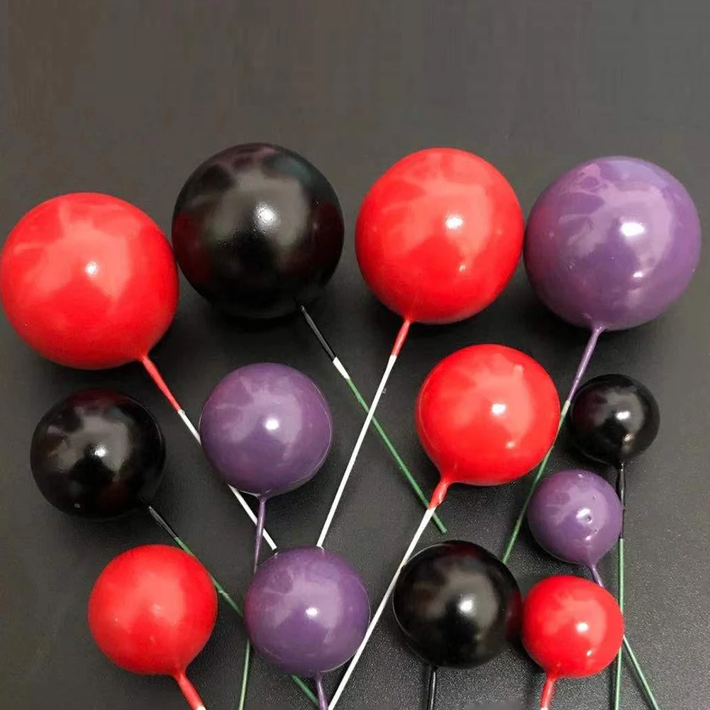 20 stücke Ball Für Kuchen Topper Geburtstag Neue 2/2,5/3/4 cm Weiß/gelb/schwarz/lila/rot Kuchen Topper Cupcake Topper Für Kuchen Dekor – Detail 18