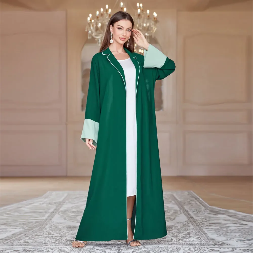 Green Open Abaya with Hijab Arabic Kimono Muslim Fashion Saudi Abayas for Women Dubai Luxury Party Dress Turkey Islam Outfit
