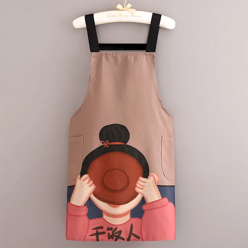 

Summer new adult cute Apron Women's Home Kitchen Breathable Wear-resistant Cooking Apron Work Western-style Overalls