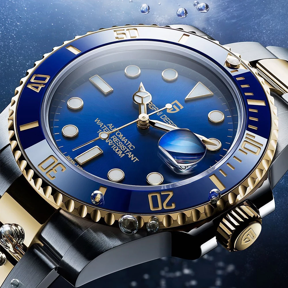 Men's Mechanical Watch Automatic Sapphire Glass Diver's Stainless Steel