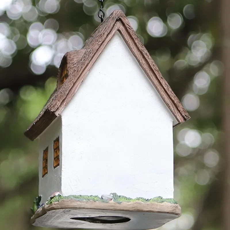 Outdoors Decorative Bird House Hanging Bird's Feeder Resin Yard Country Crafts Landscape Ornaments Bird Parrot Nest Box 5