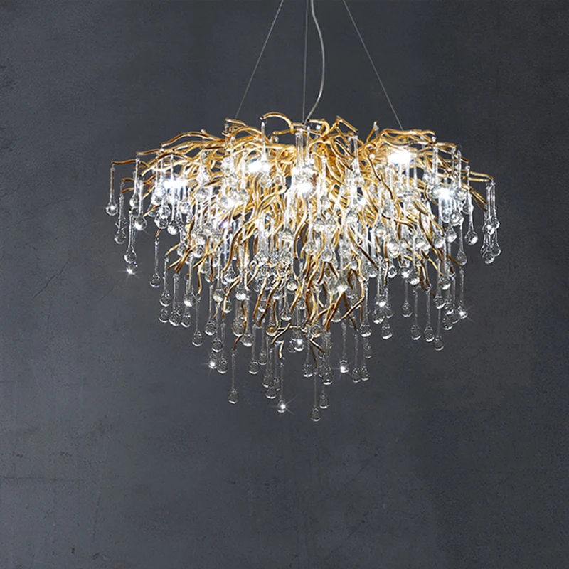 

Modern Lustre Tree Branches Water Drop Crystal Chandelier Pendant Light For Living Room Kitchen Bedroom