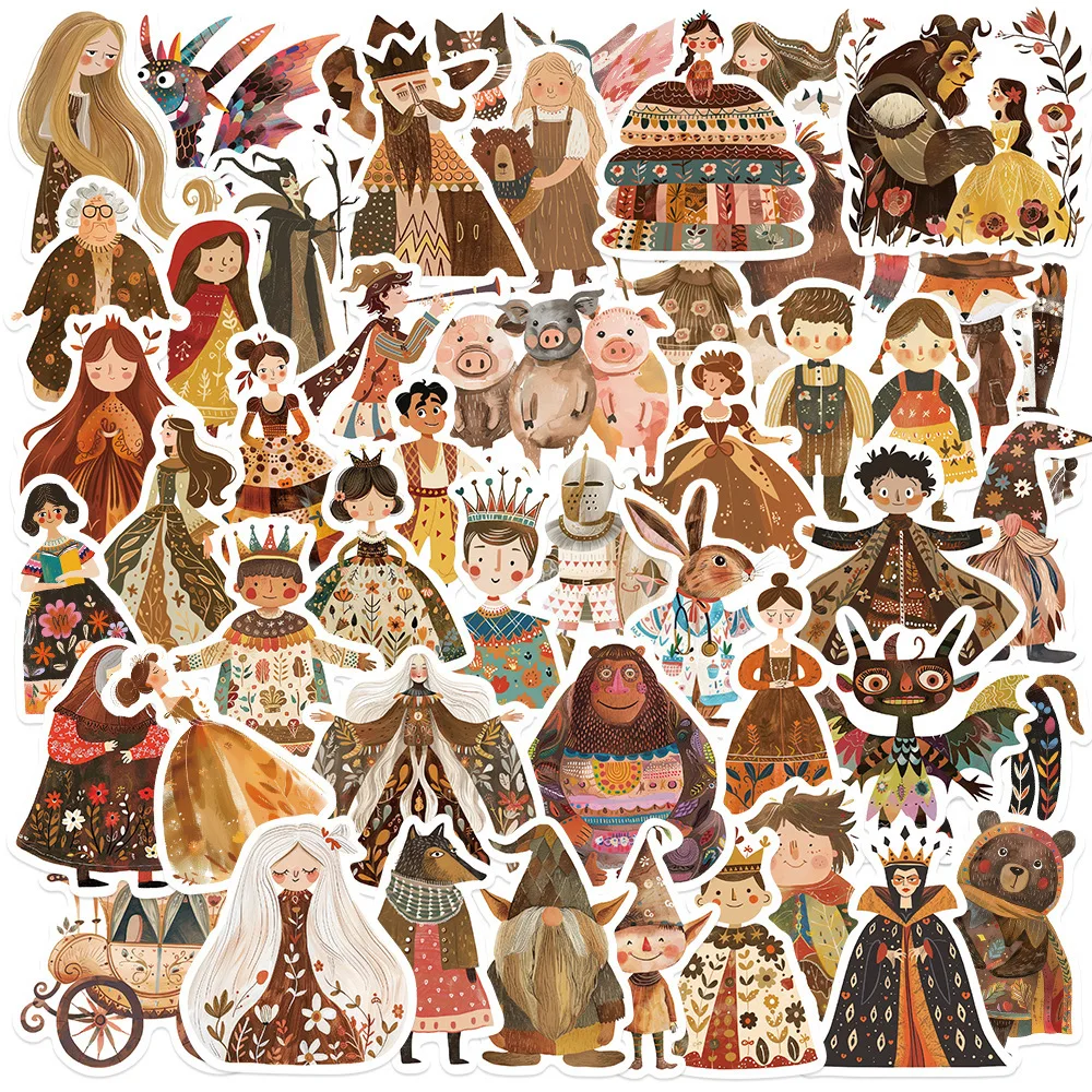 50PCS 동화 스티커 낙서 스티커 DIY 일기 전화 케이스 수제 스크랩북 미적 스티커