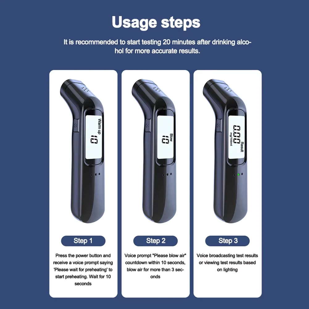 Non-Contact Alcohol Tester LED Screen Display Alcoholmeter Breathalyzer Tool Auto Safety Accessories Alcohol Detector