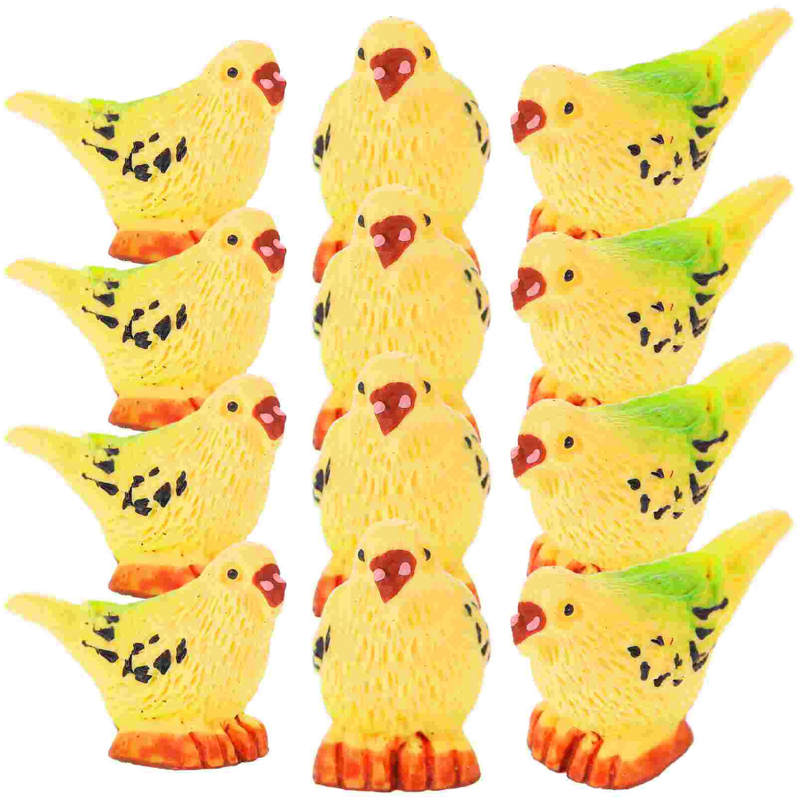 

12pcs Resin Miniature Cartoon Parrot Figurines Resin Diy Parrot Decoration for Desktop Flowerpot