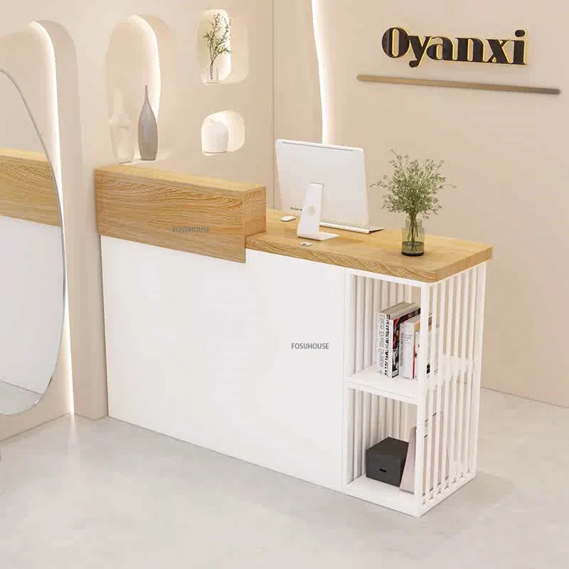 Modern Wood Ins Bar Counter Cashier Desk Commercial Clothing Beauty