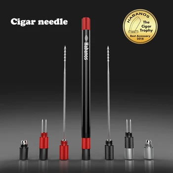 Portable Cigar Draw Enhancer Tool Dredge Drilled Stainless Steel Cuba Cigar Punch Cutter Sharp Cigar Needles Smoking Accessories