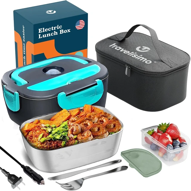 TRAVELISIMO Electric Lunch Box 80W, 3 in 1 Ultra Quick Portable Food Warmer  12/24/110V, Heated Lunch Boxes for Adults Leakproof - AliExpress