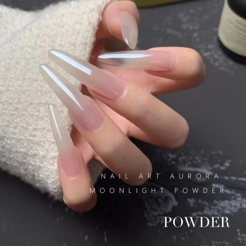 새로운 1개 네일 미러 오로라 글리터 크리스탈 파우더 브라이트 문라이트 펄 화이트 버핑 파우더 DIY 매니큐어 하이라이트 쉬머 더스트
