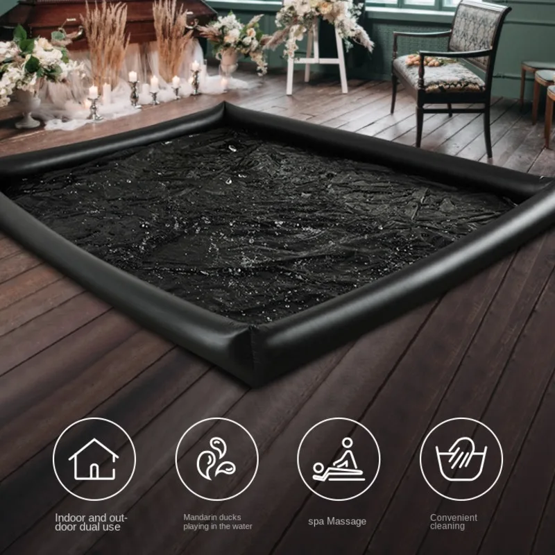 Inflatable Massage Sheet Water Bed Couples Passion Body Oil Spa Spill-Proof Border Black Durable PVC Waterproof Sex Furniture
