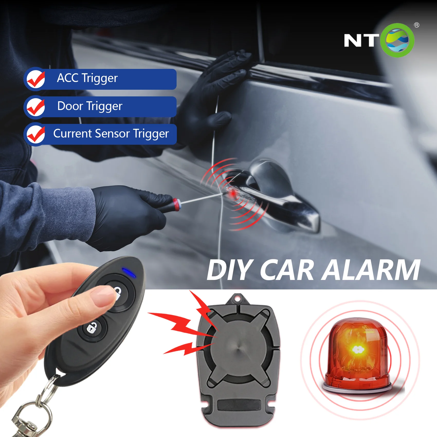 NTO DIY Car Alarm System&Motorcycle Alarm System DC12V Small