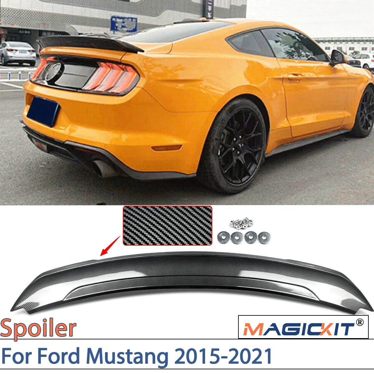 MAGICKIT GT350 Style Tylny spojler bagażnika Skrzydło do Forda Mustanga 2015-2021 Włókno węglowe ABS akcesoria samochodowe GT Style