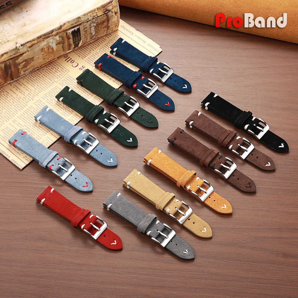 Vintage Genuine Suede Leather Quick Release Watch Strap - Handmade Unisex Sport Bracelet