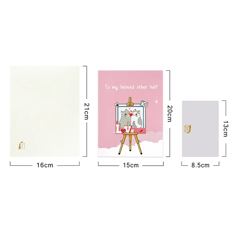 Pop up style creative 3D Valentine's Day greeting card handmade paper carving holiday blessings gift love cat Includes envelope